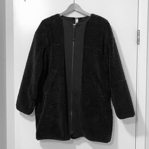 Lululemon Collarless Textured Fleece Jacket Full Zip Size 8 Black New with tags